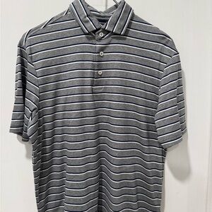 Daniel Cremieux Men's Polo Shirt - Gray and White Stripes